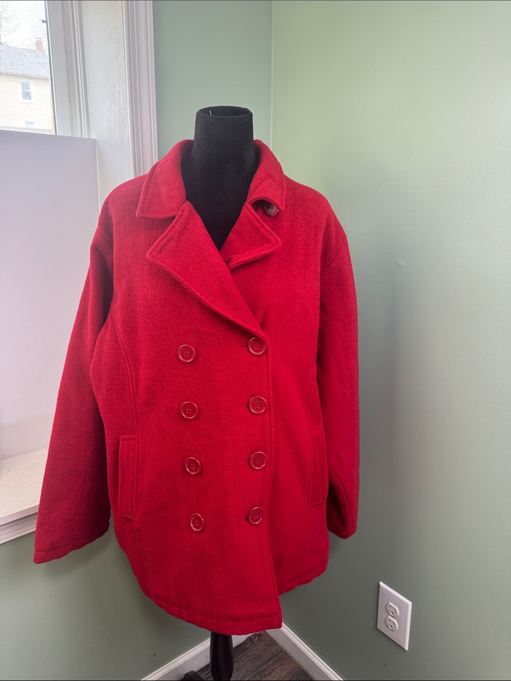 Outer Edge Red Double-Breasted wool Peacoat 1X (18/20)